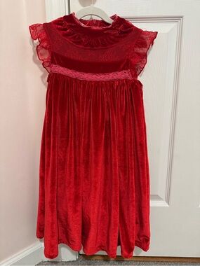 Just Couture Girls 4 Red Velvet Lace Holiday Christmas Dress